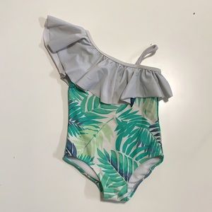 3T Janie & Jack Tropical One Shoulder Swimsuit